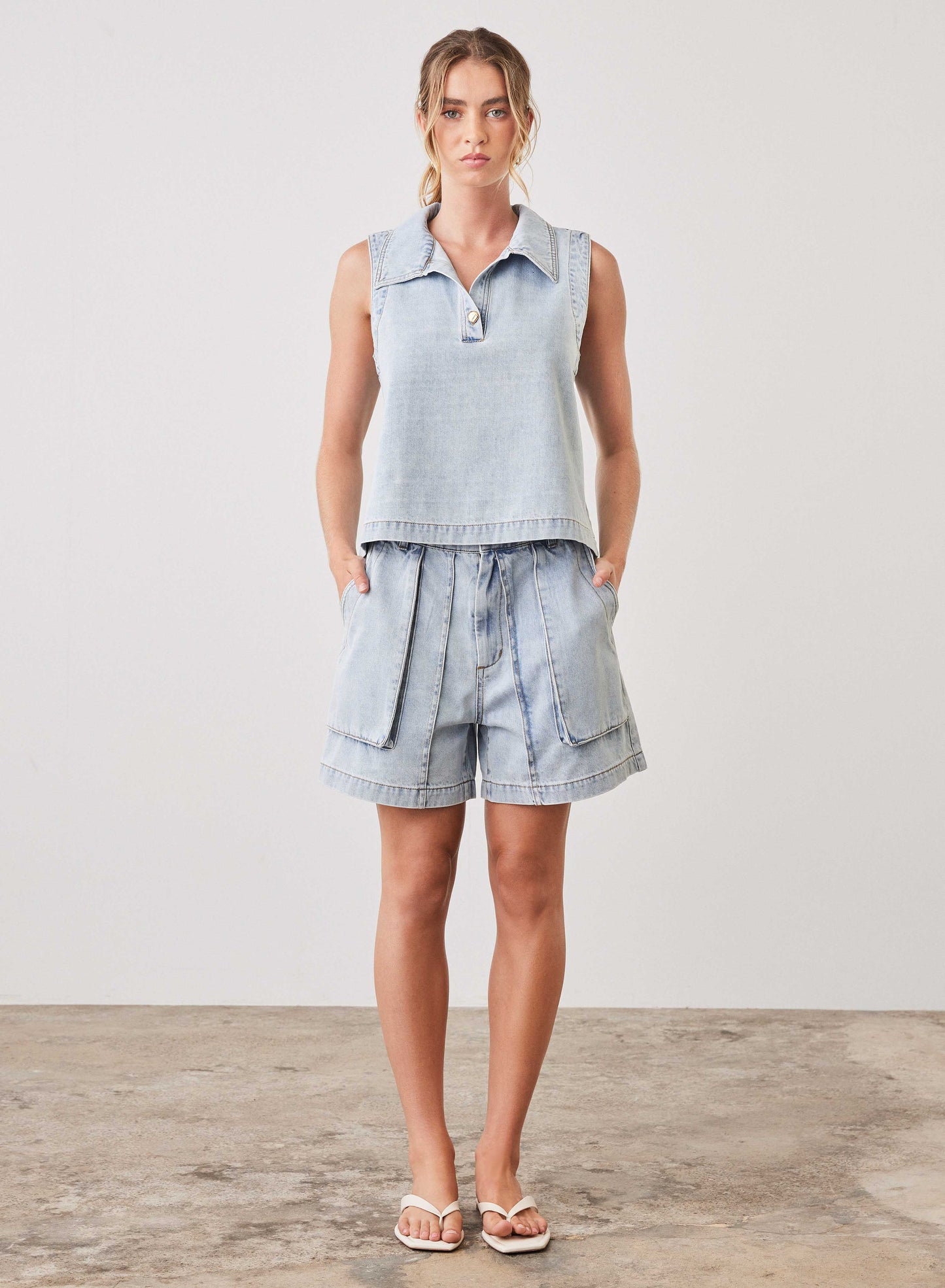 Riptide Denim Top (Light Blue)