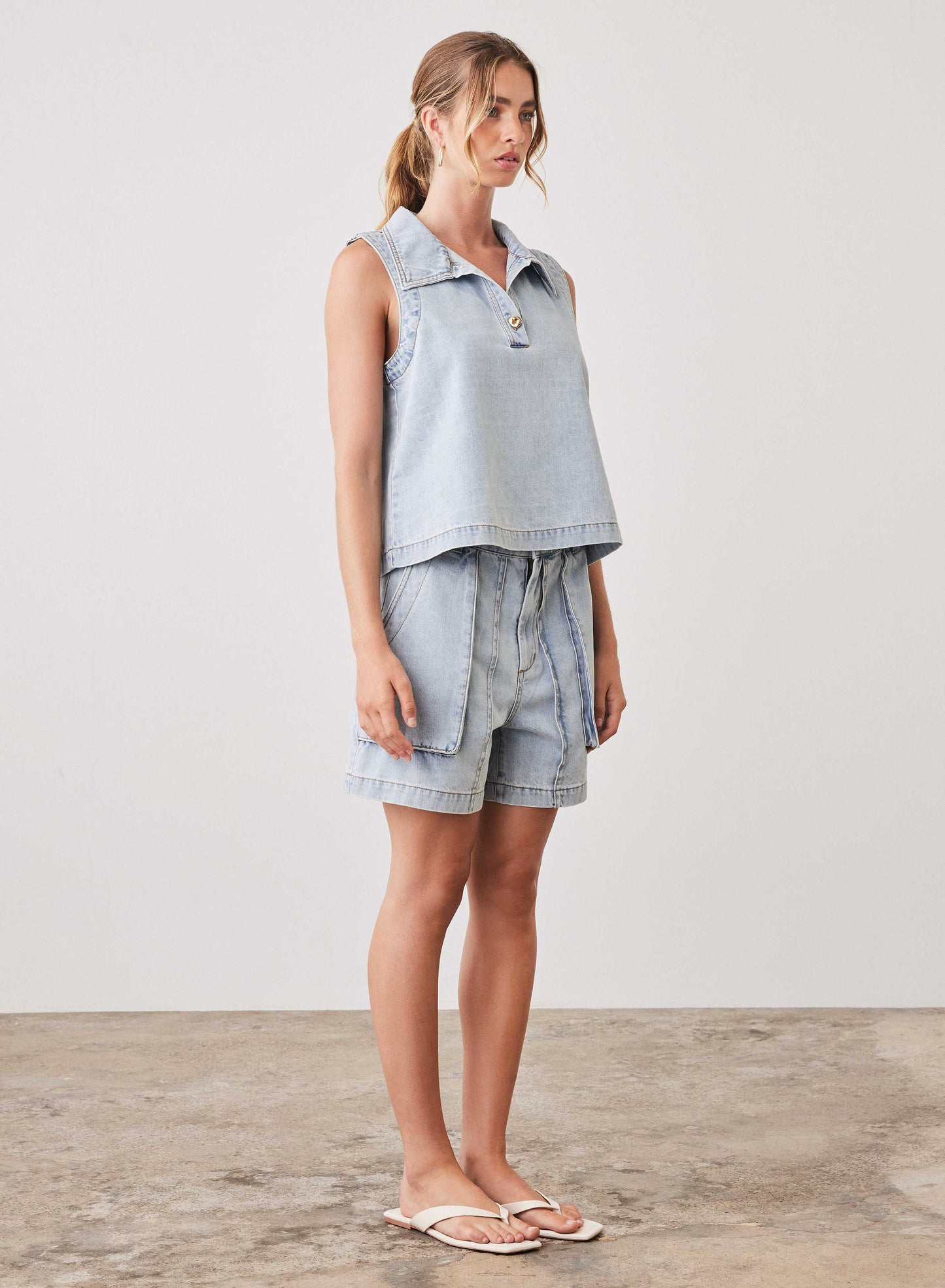 Riptide Denim Top (Light Blue)