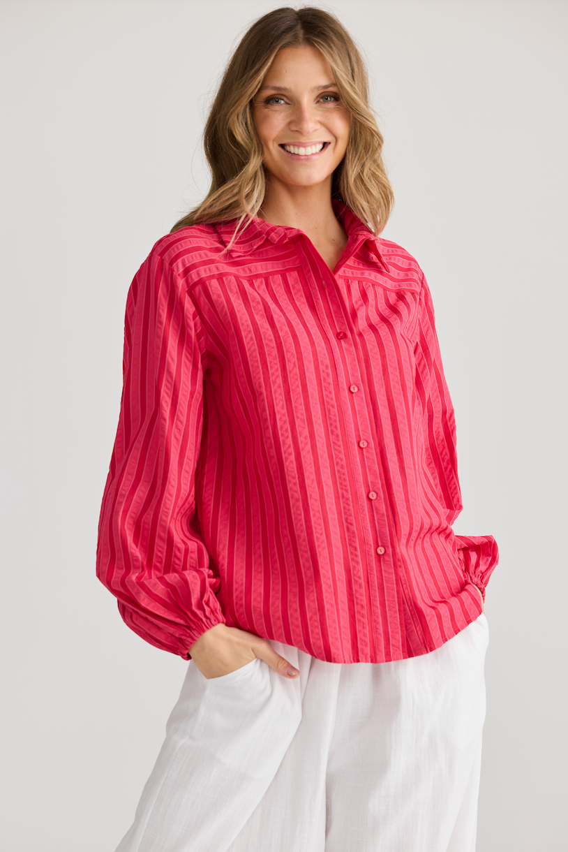 Island Shirt (Hibiscus Stripe)