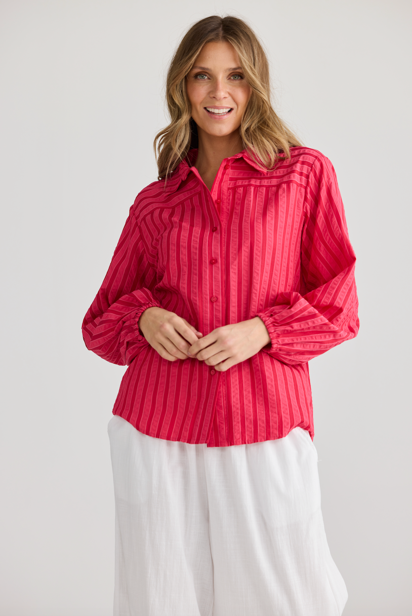 Island Shirt (Hibiscus Stripe)