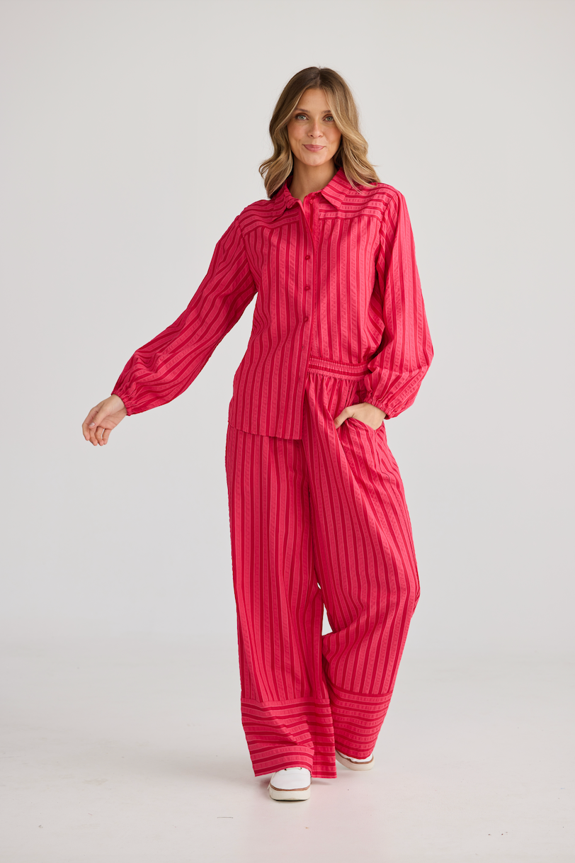 Island Shirt (Hibiscus Stripe)