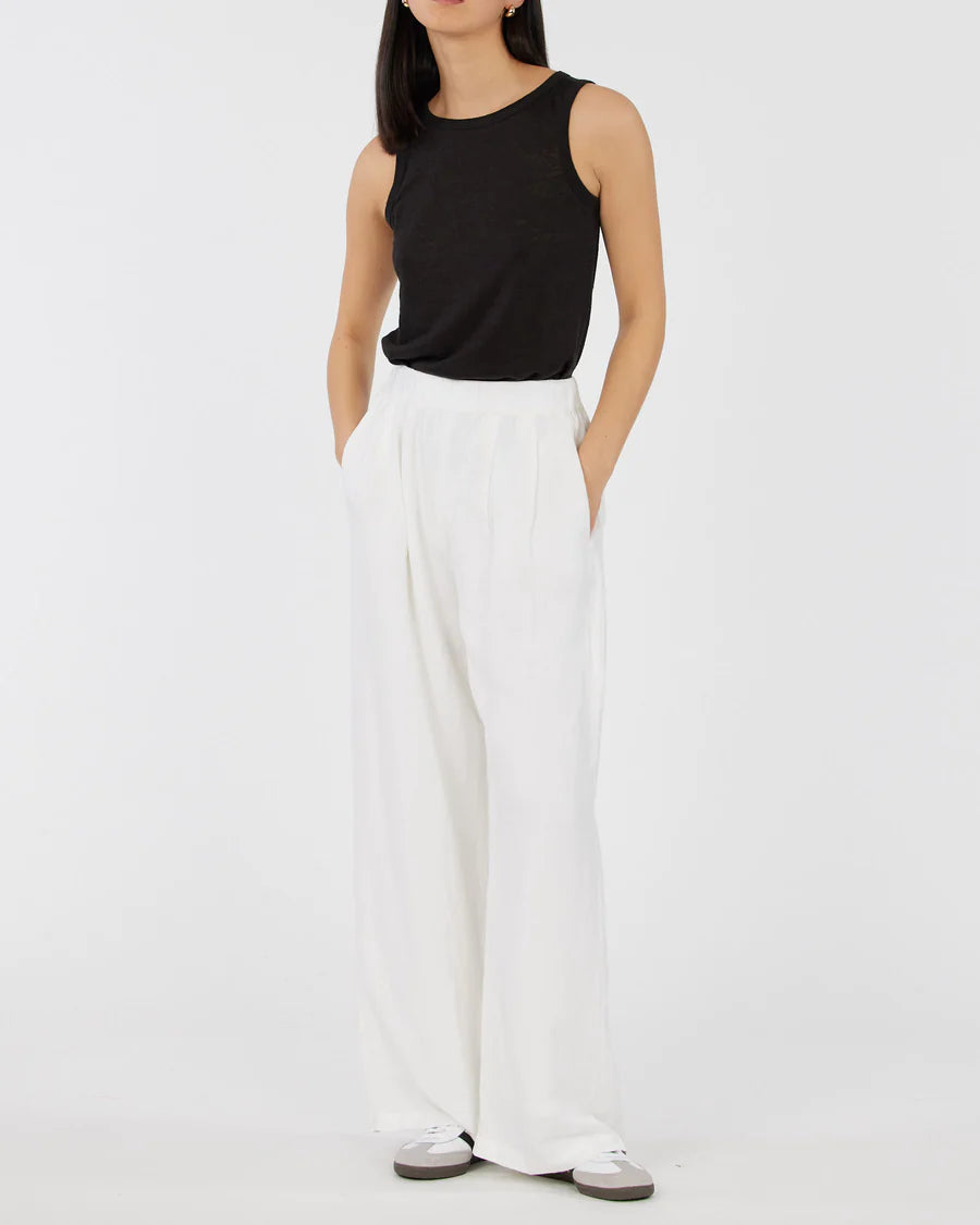 Aceline Linen Jersey Tank (Black)