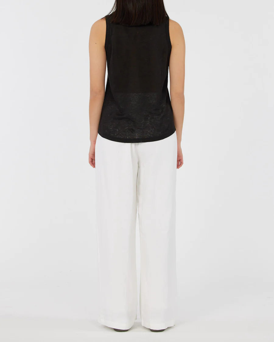 Aceline Linen Jersey Tank (Black)