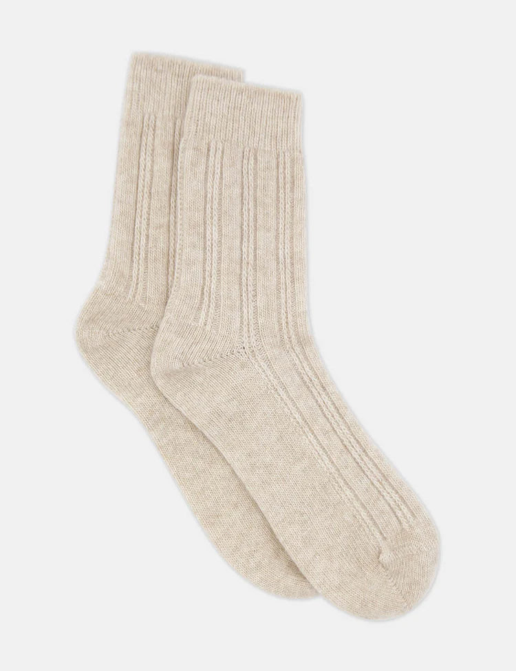 Angelina Cable Crew Sock (Chai)