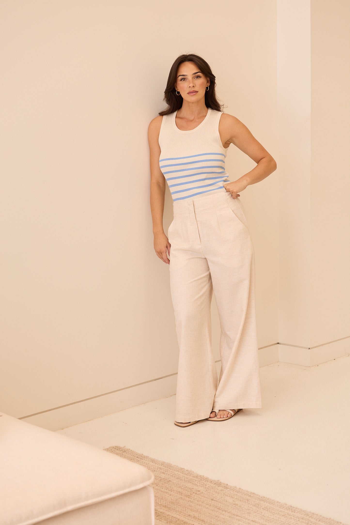 Amba Tank (Ecru w/ Blue Stripe)