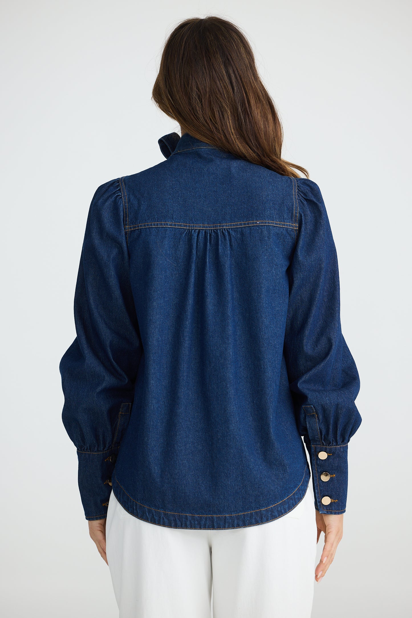 Nicola Denim Blouse (Dark Denim)