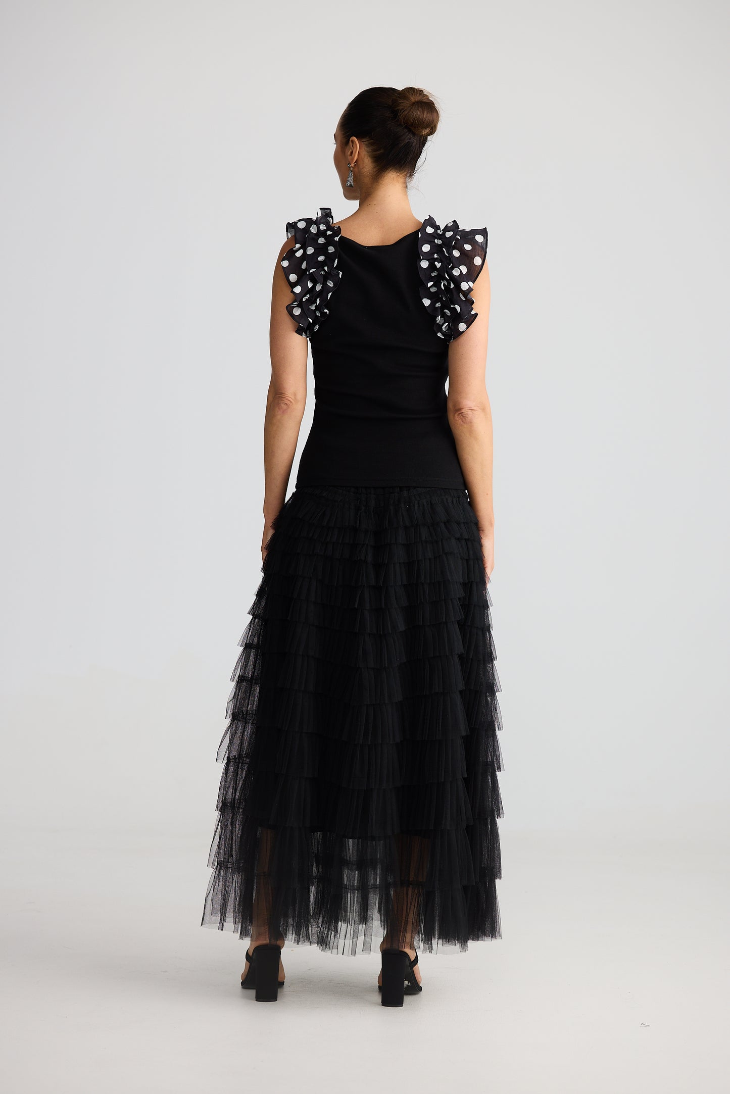 Frills Tank (Black w Spot)