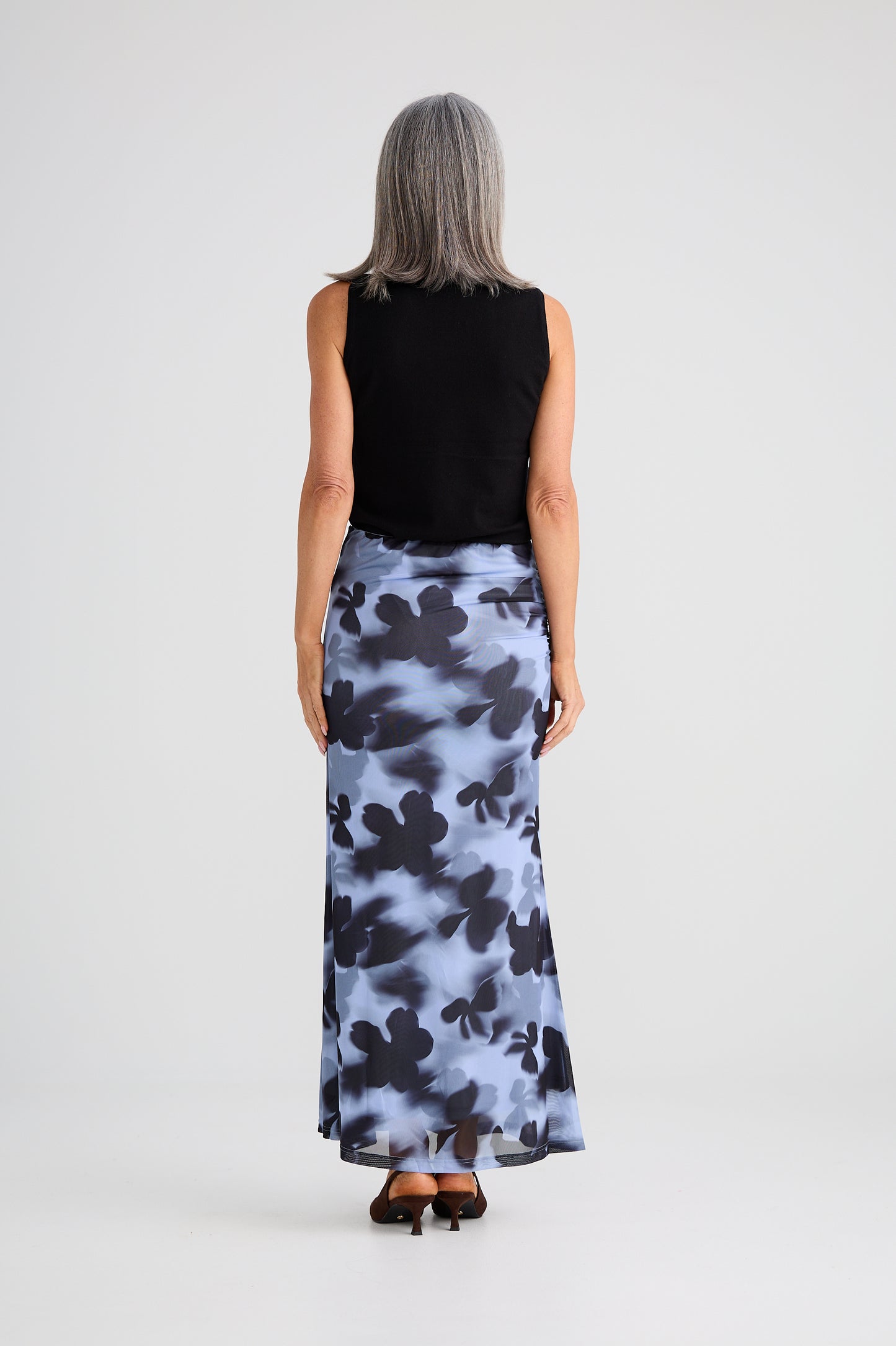 Brave + True Salem Mesh Skirt in Blue Abstract Floral | Women's Clothing | Gretel Lane