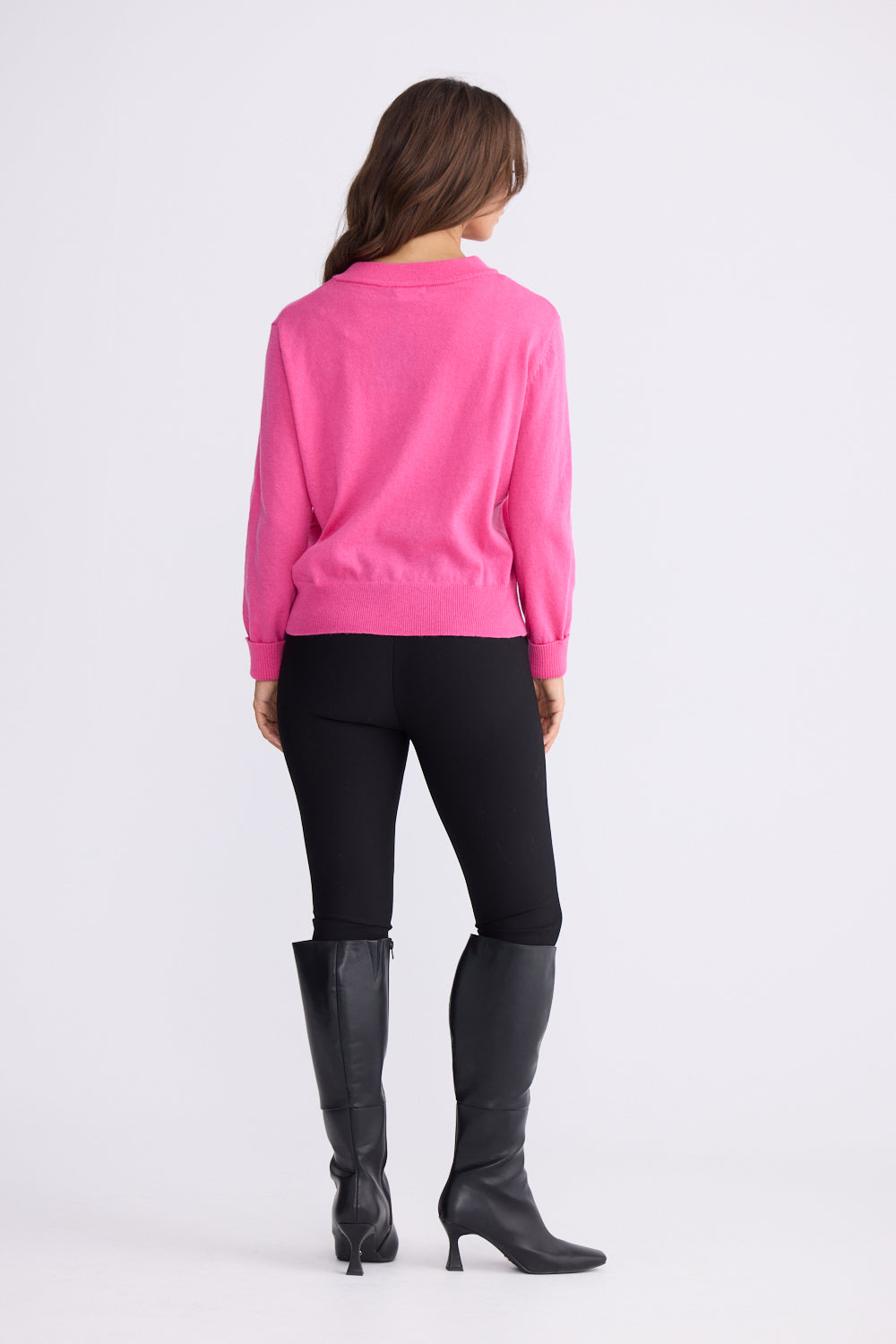 Brave + True Gwen V-Neck Knit Jumper in Hot Pink | Women's Clothing | Gretel Lane