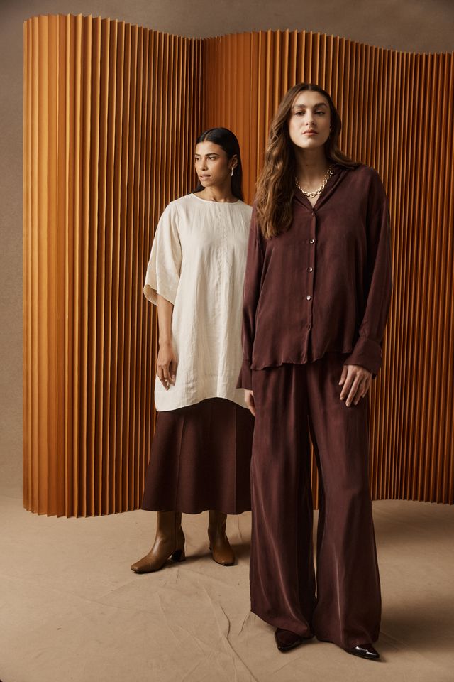 Eb&Ive Women's Maroon Cupro Pants | Gretel Lane