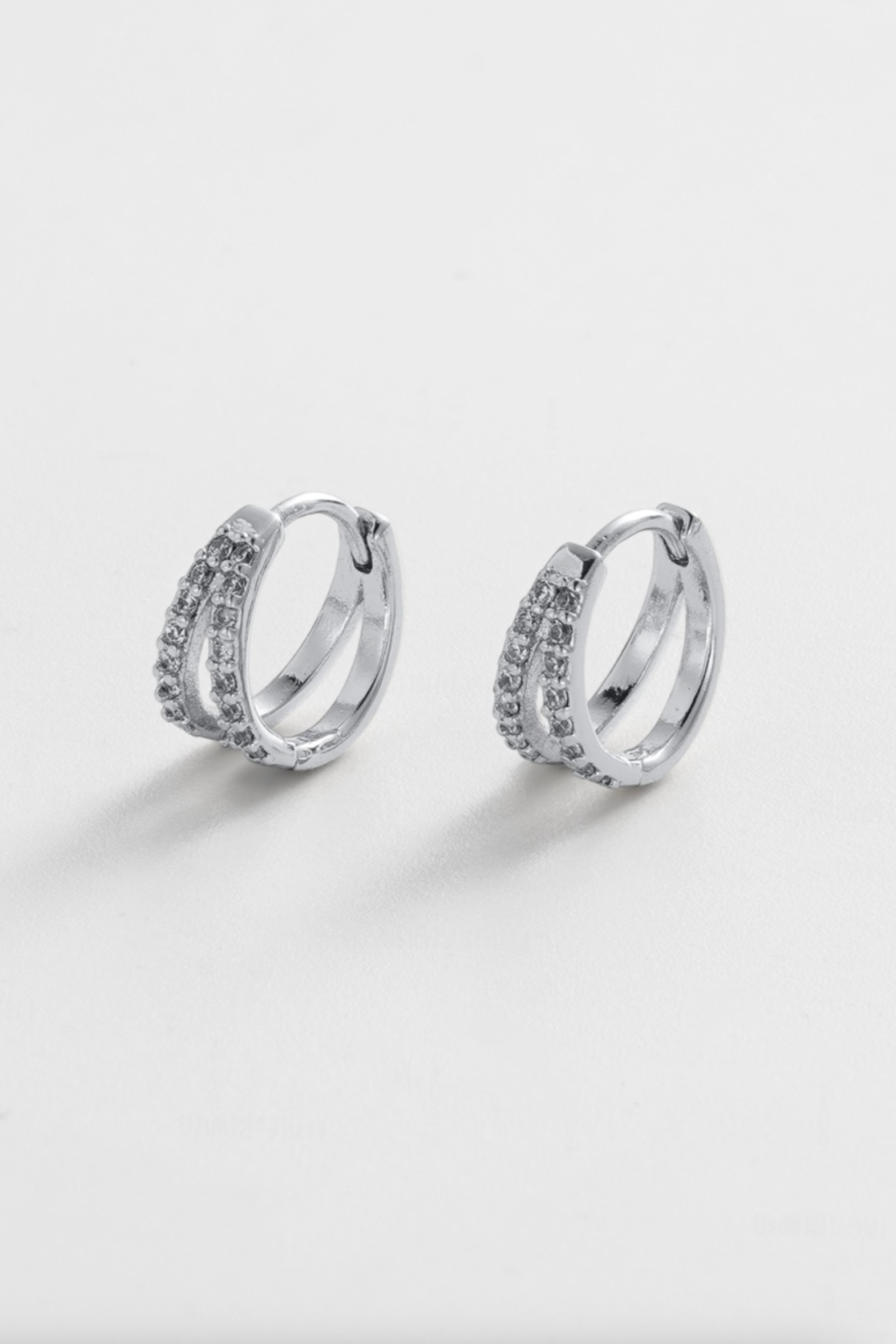 Zafino Celia Double Loop Crystal Huggie Earrings Silver | Women's Jewellery | Gretel Lane