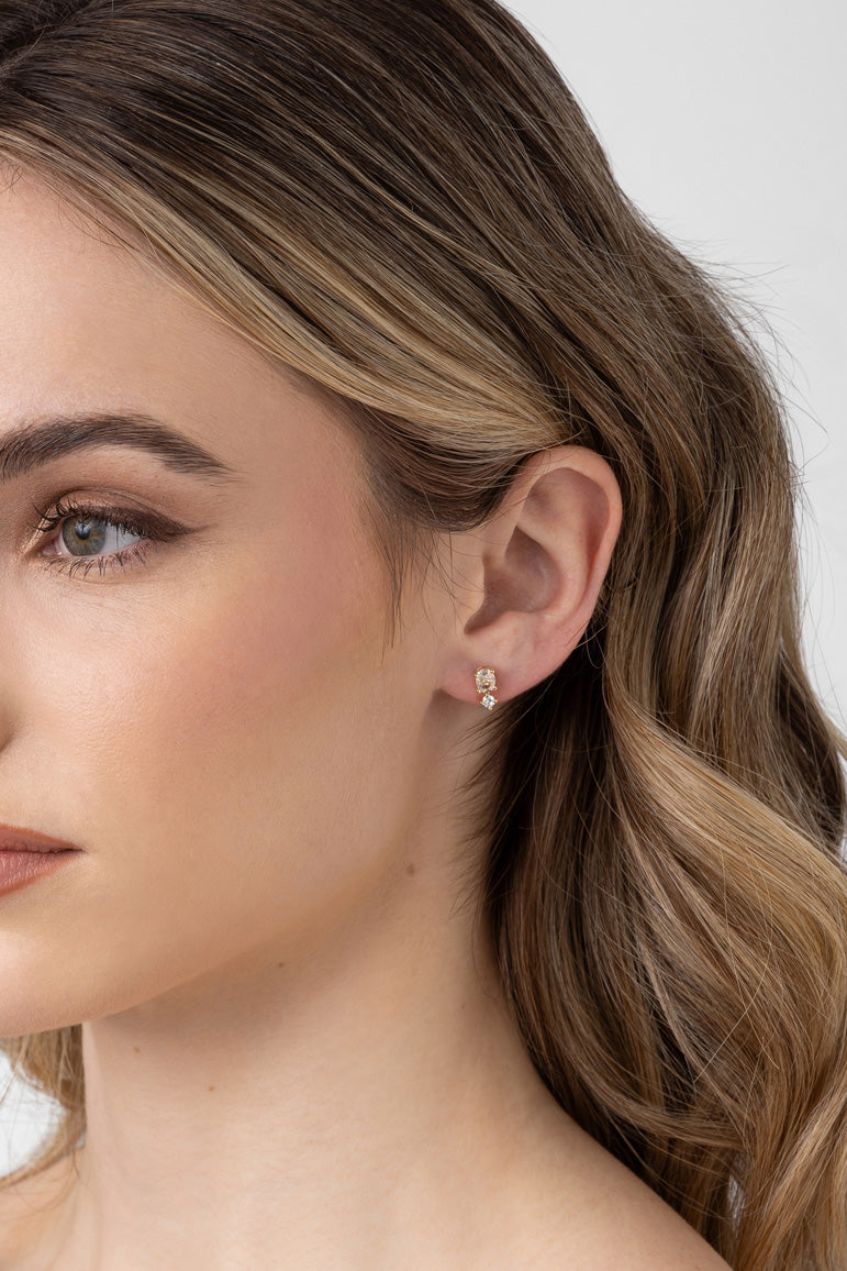 Nico Stud (Gold/Clear CZ)