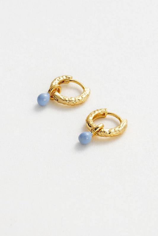 Zafino Gold Emery Huggie Earring with Blue Bead | Gretel Lane