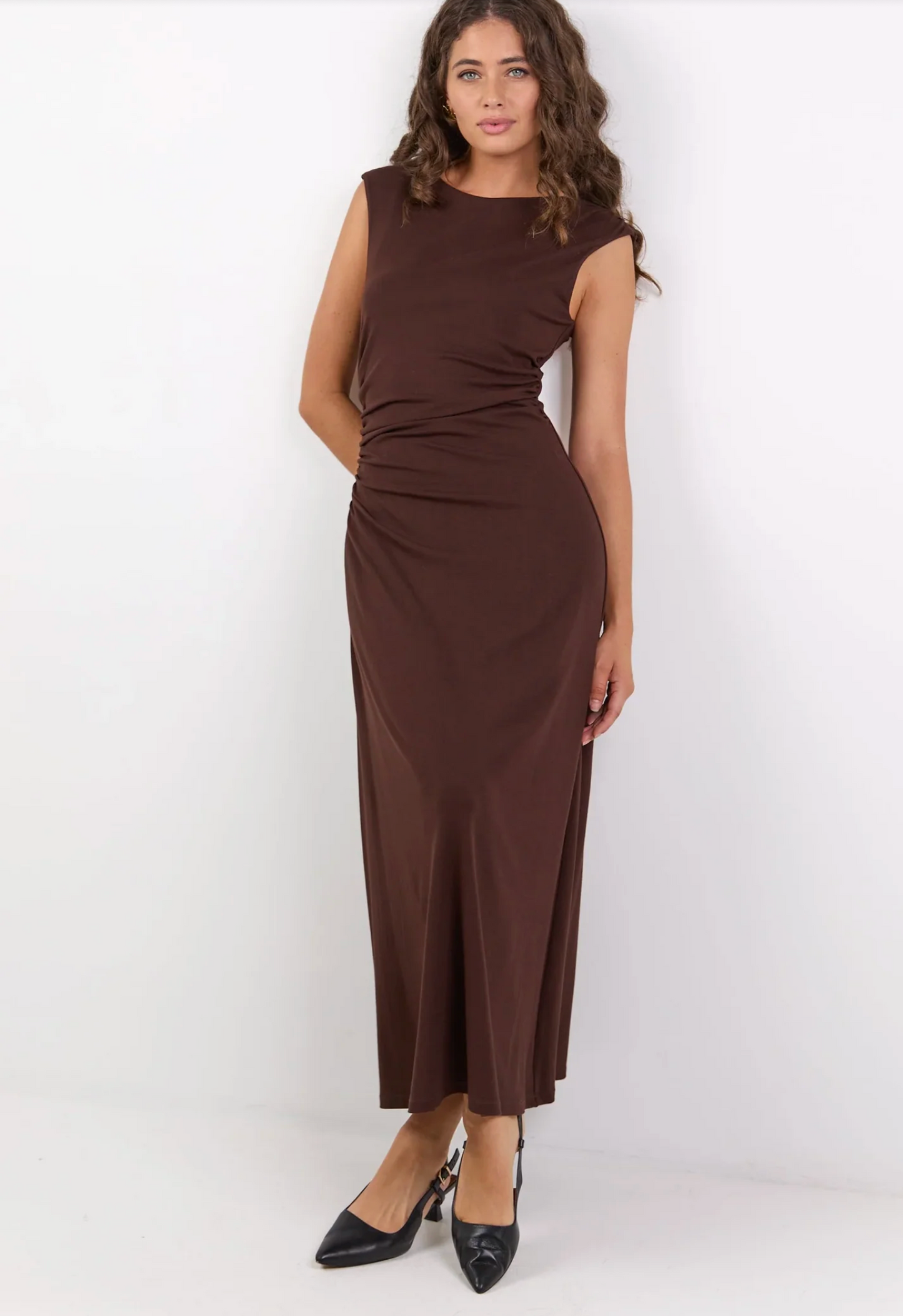 Georgia Zoe Envelope Sleeveless Knit Maxi Dress in Chocolate | Women's Dresses | Gretel Lane