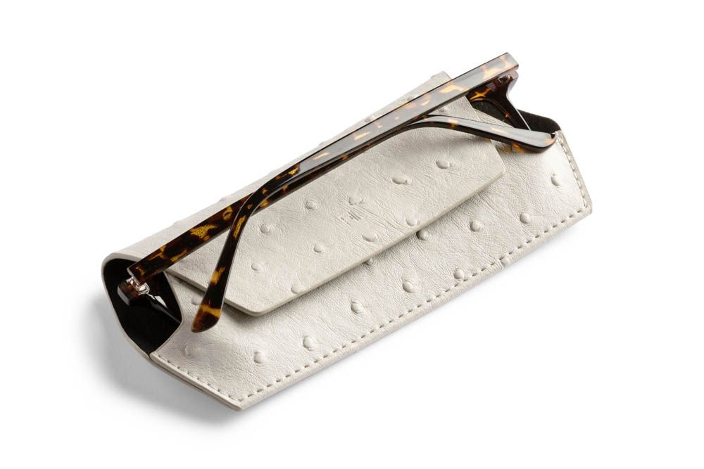 F&L Glasses Case - Ostrich Print (Stone)