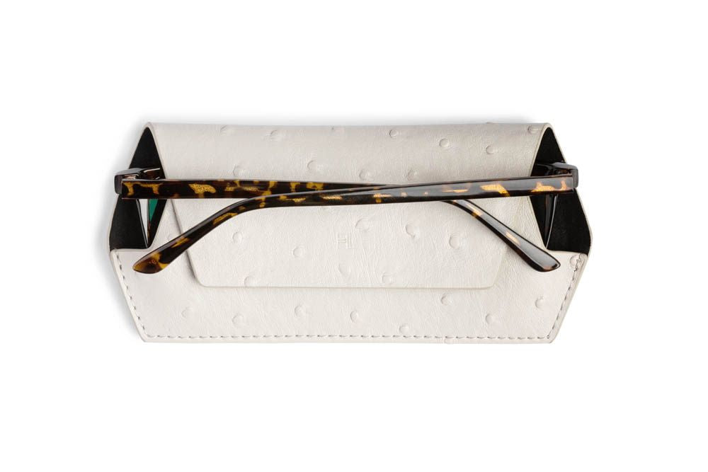 F&L Glasses Case - Ostrich Print (Stone)
