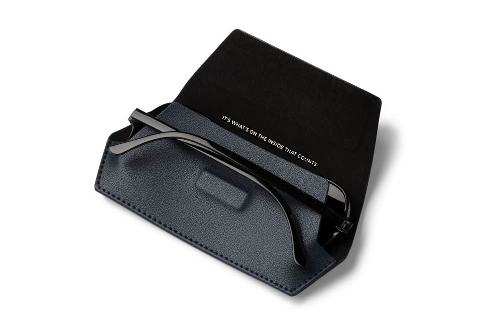 Fox and Leo Navy Leather Slimline Glasses Case | Gretel Lane