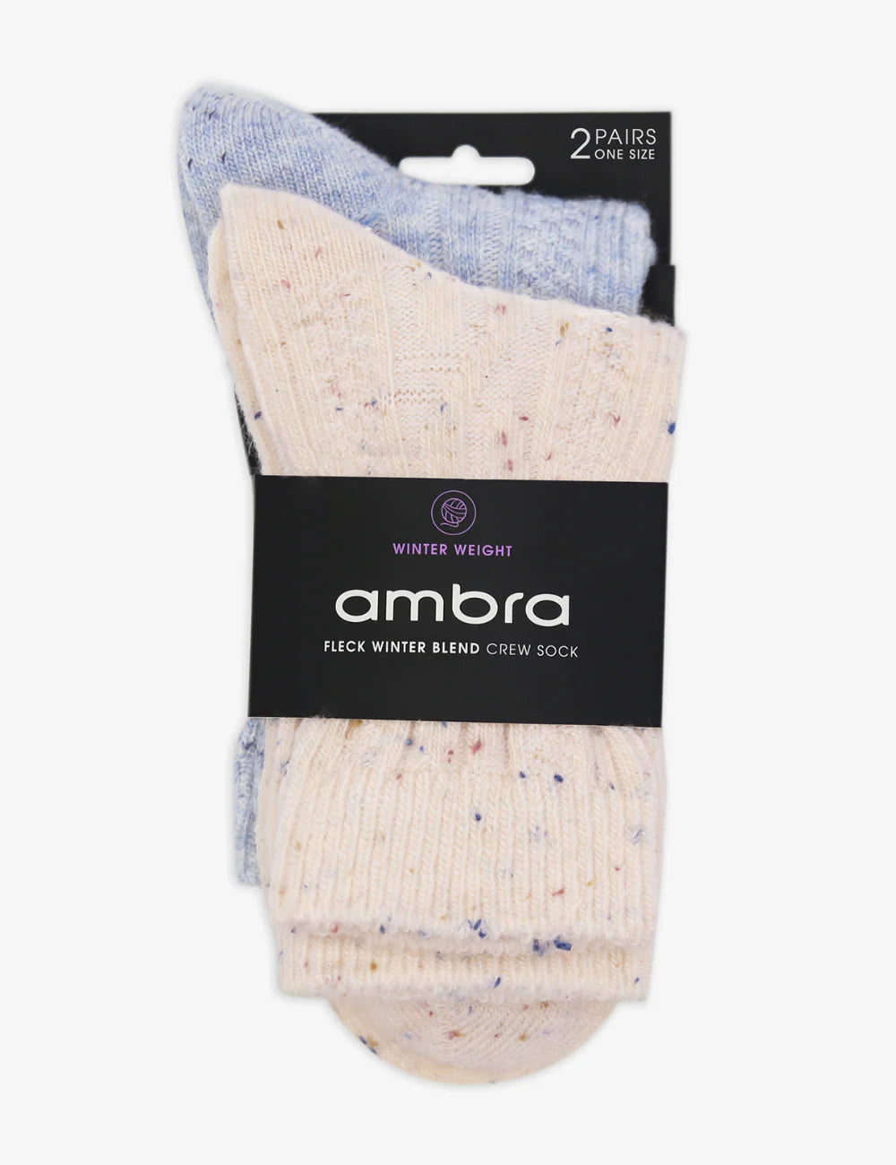 Fleck Wool Crew Sock (Cream/Blue)