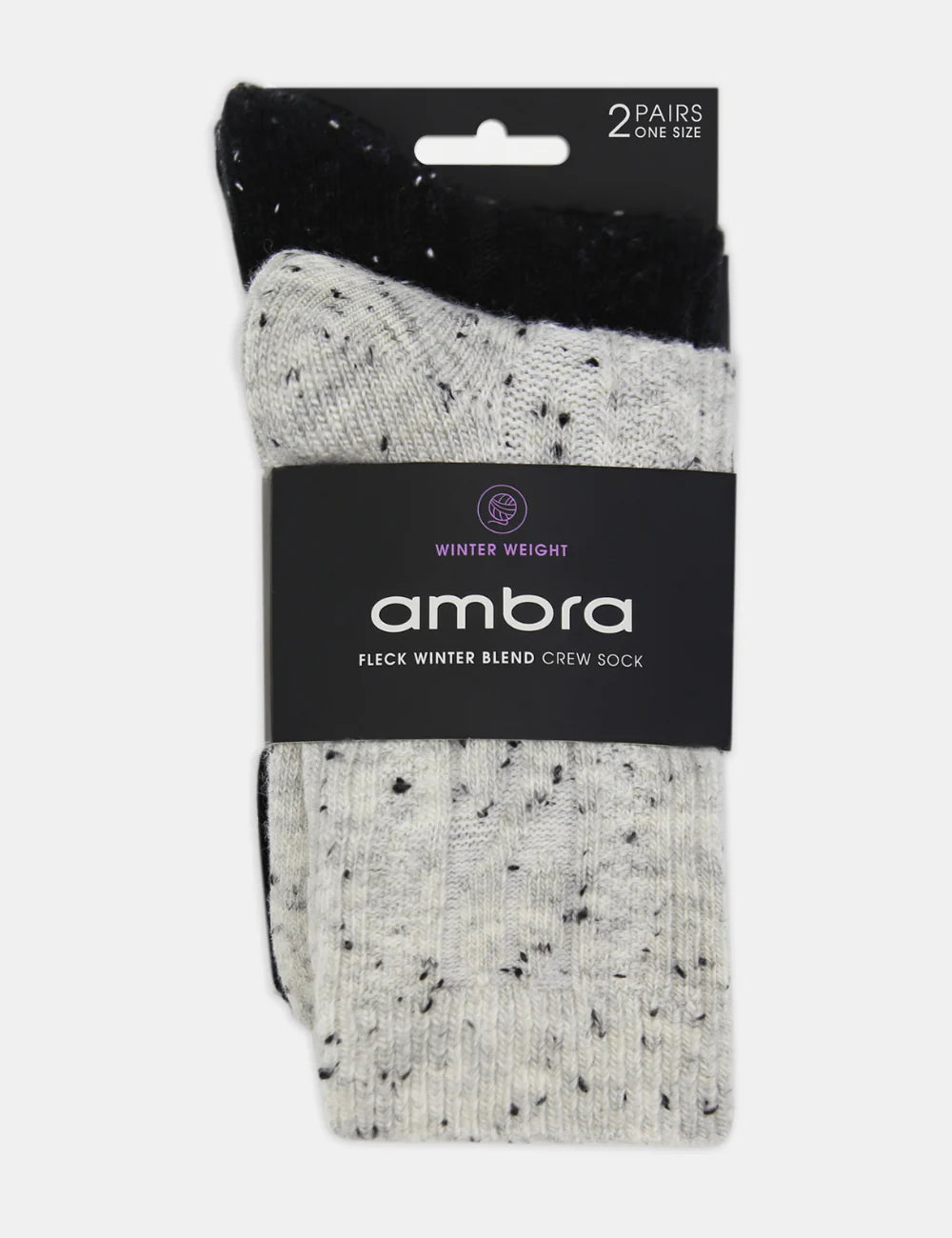 Fleck Wool Crew Sock (Grey Marle/Black)