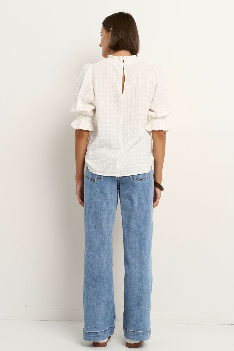 Influential High Neck Top (Ivory Texture)