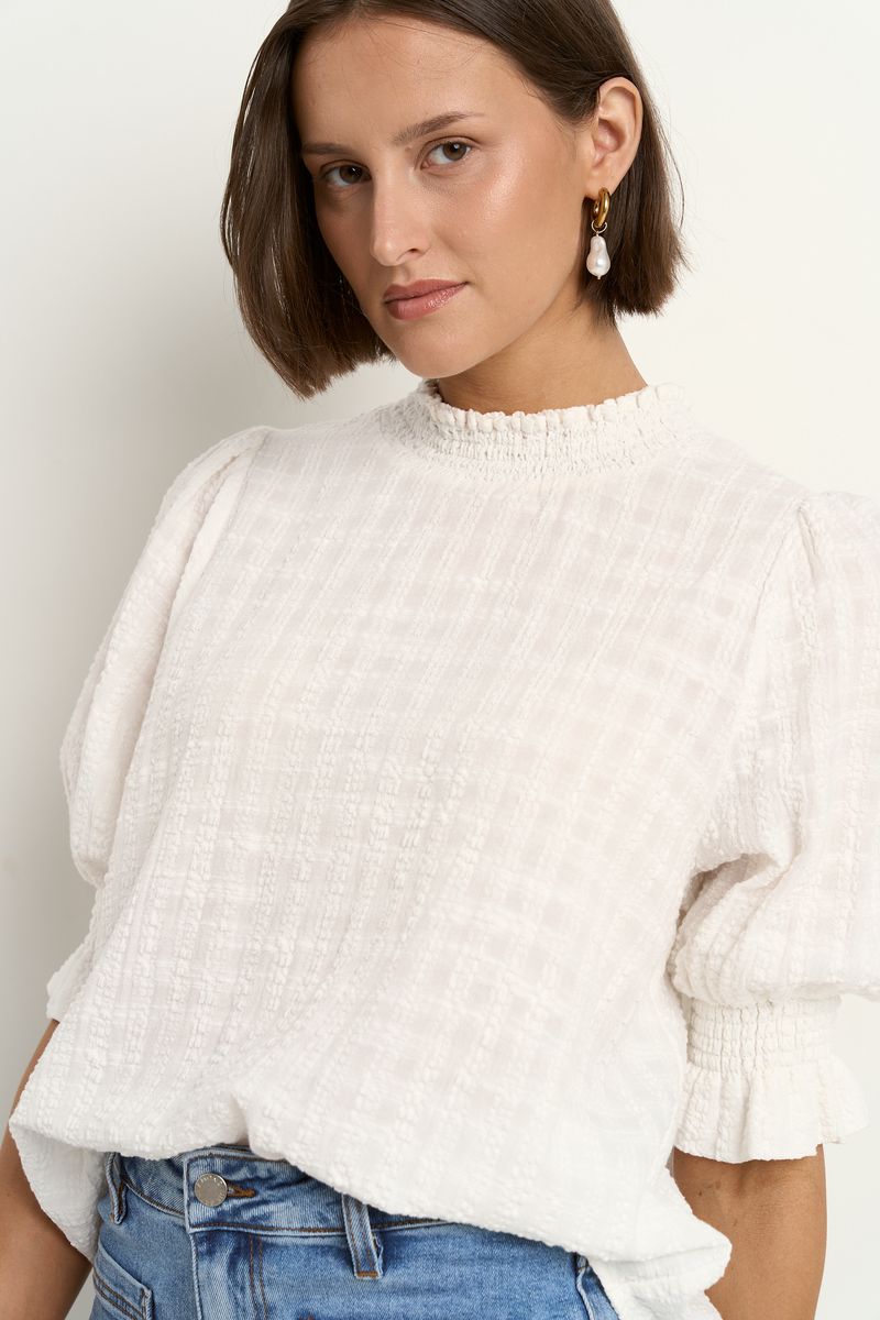 Influential High Neck Top (Ivory Texture)