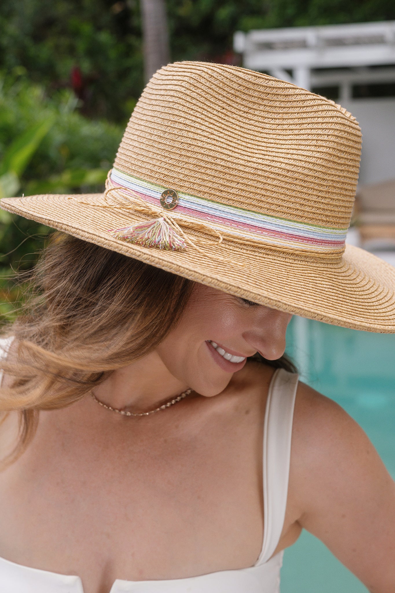 Kylie Panama Coloured Stripes w Tassel