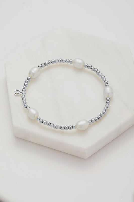 Zafino Pearl & Silver Beaded Meika Bracelet | Gretel Lane
