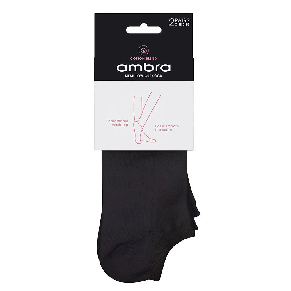 Organic Cotton Mesh Top Low Cut - 2pp (Black)