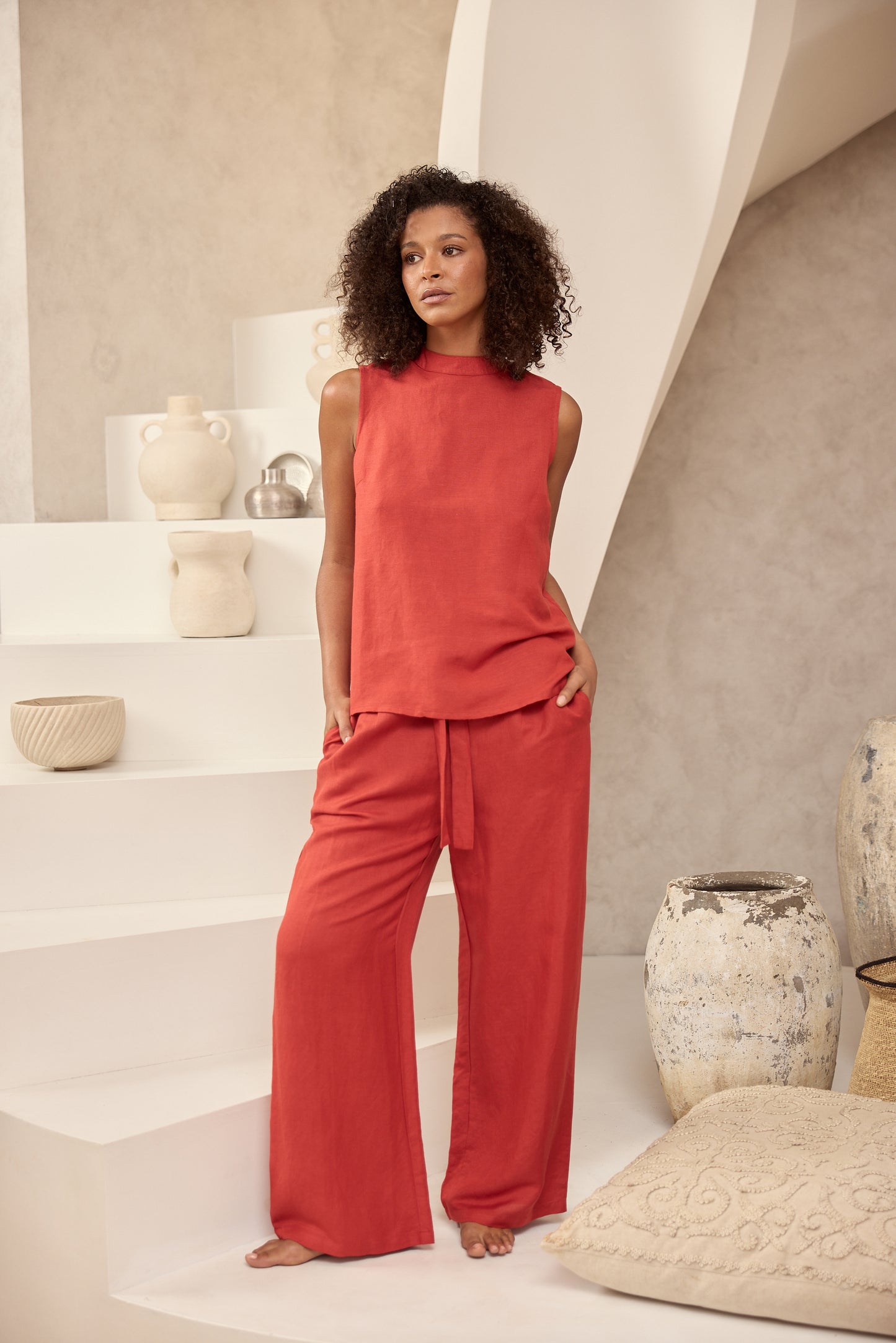 Dickens Pant (Cherry Linen Blend)