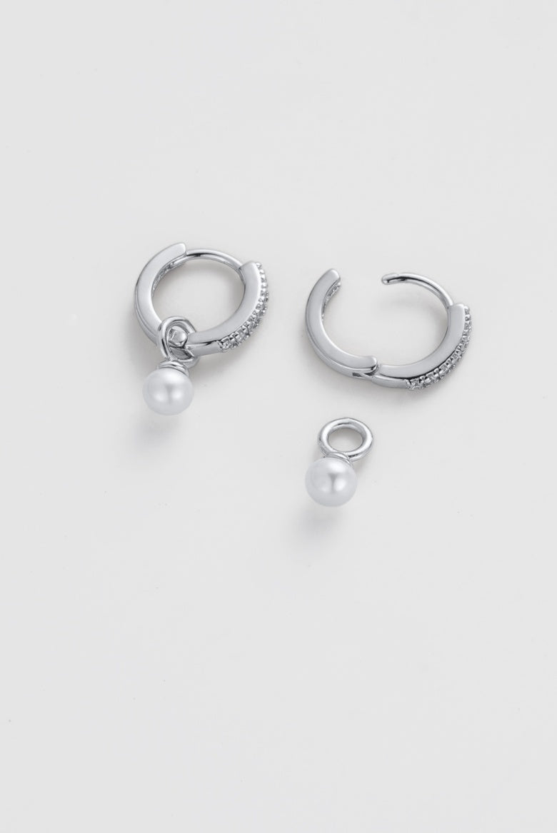 Zafino Women's Silver Scarlette Drop Pearl Hoop | Gretel Lane