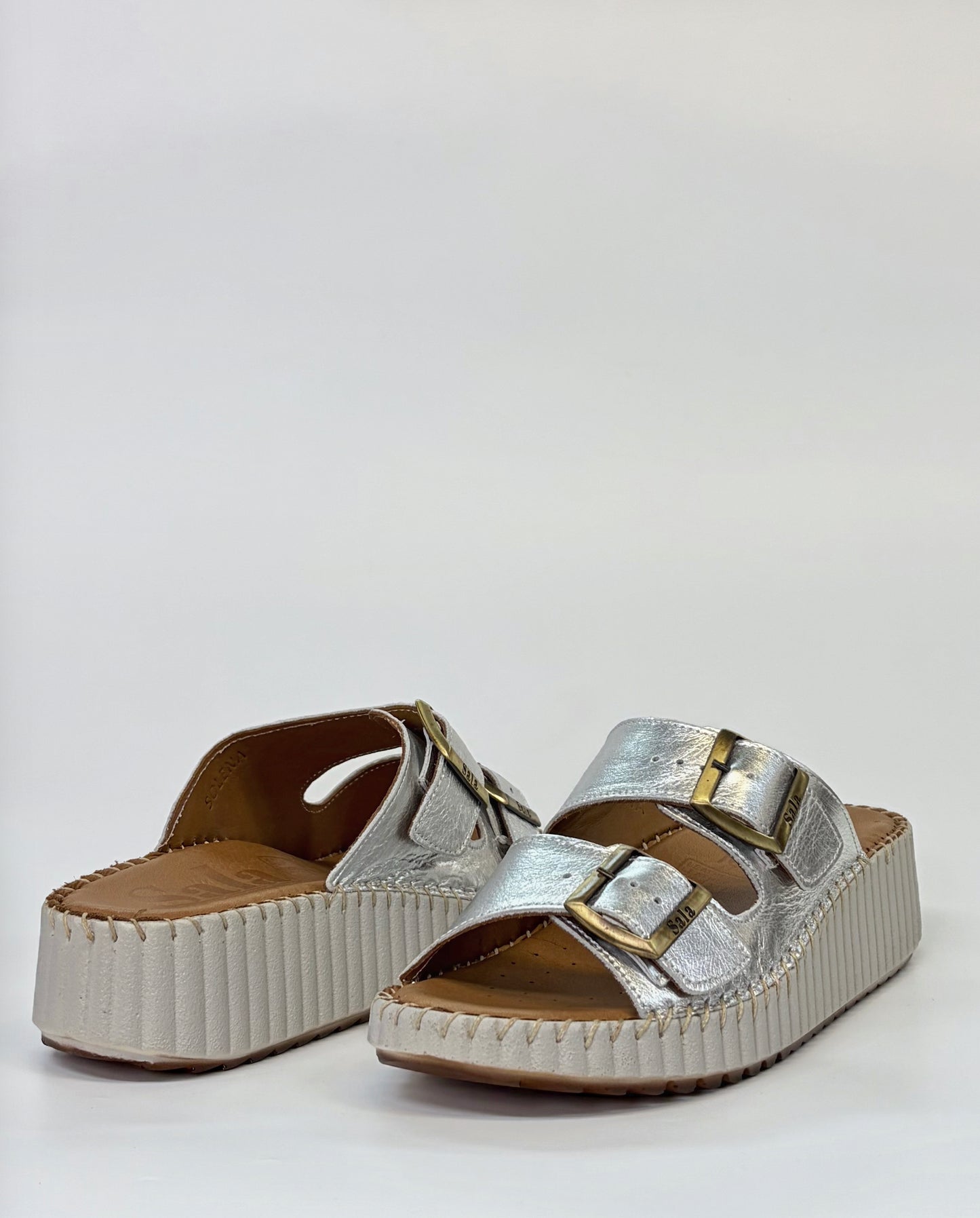 Sala Solena Womens Platform Sole Slip-On Sandal Silver | Gretel Lane | Womens Platform Sandal