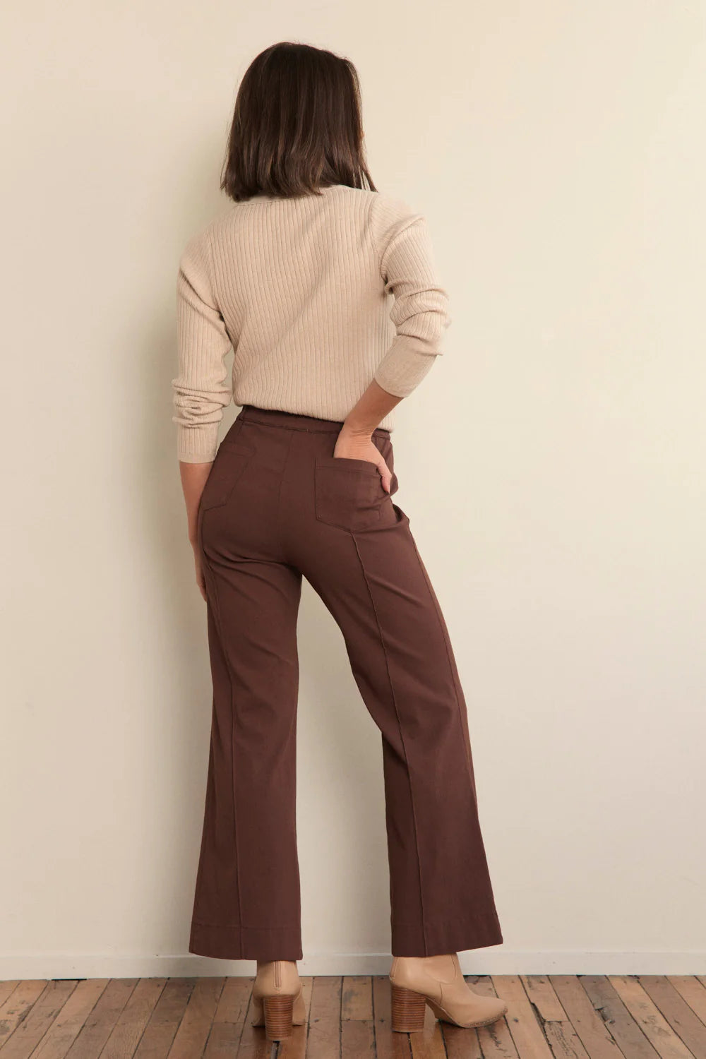 Stretch Wide Leg Pant (Chocolate)