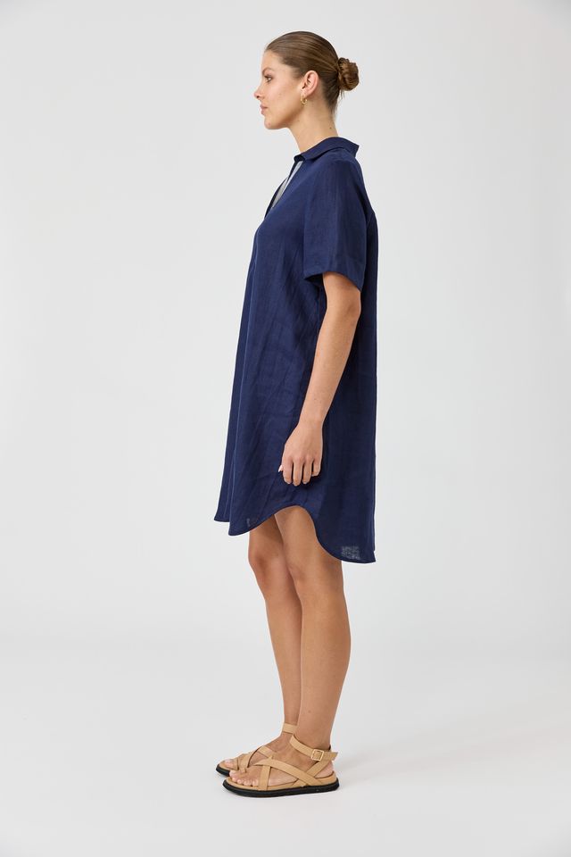 Studio Short Shirt Dress (Indigo)