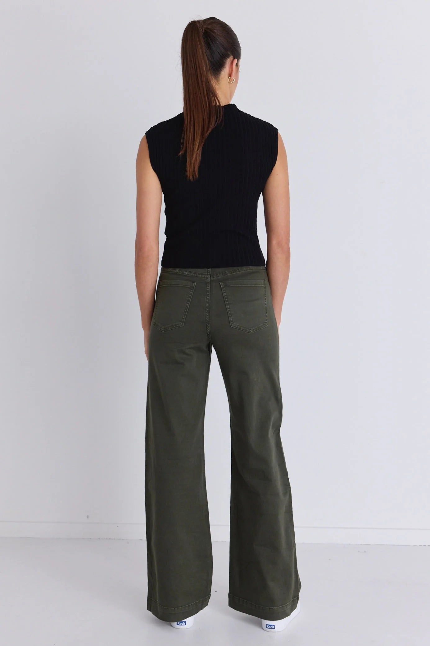 Zoey High Rise Wide Leg Jean (Dark Khaki)