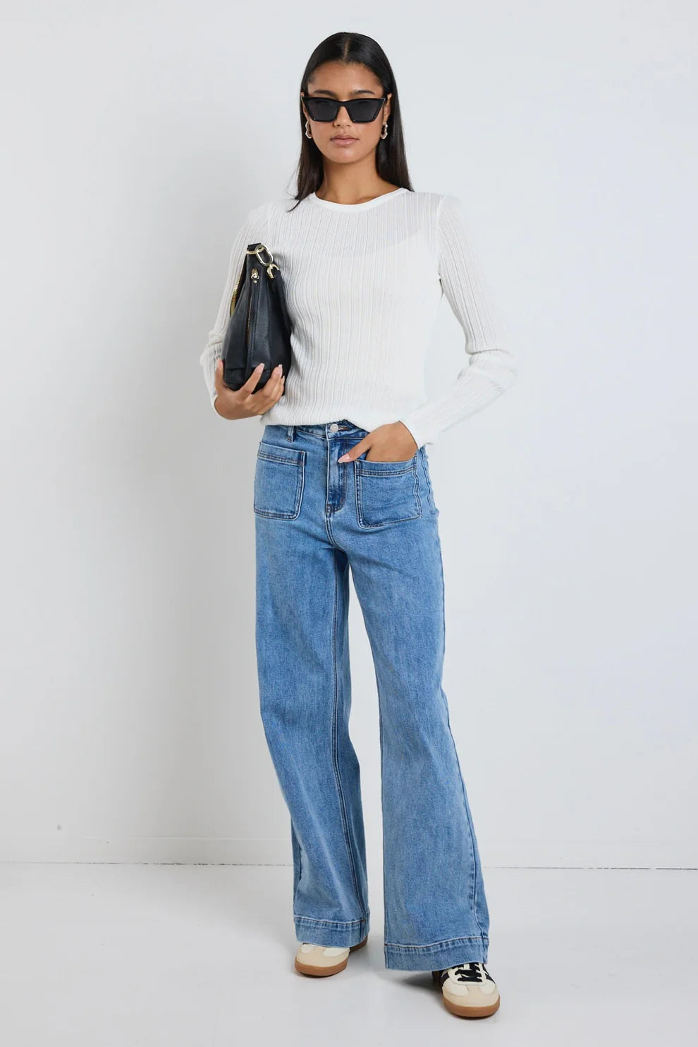 Zoey High Rise Wide Leg Jean (Signature Blue)