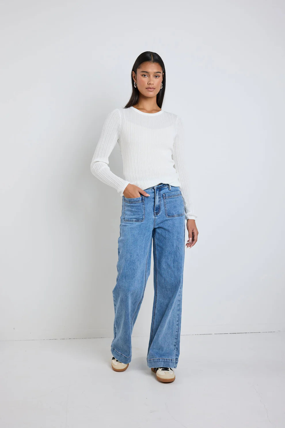 Zoey High Rise Wide Leg Jean (Signature Blue)