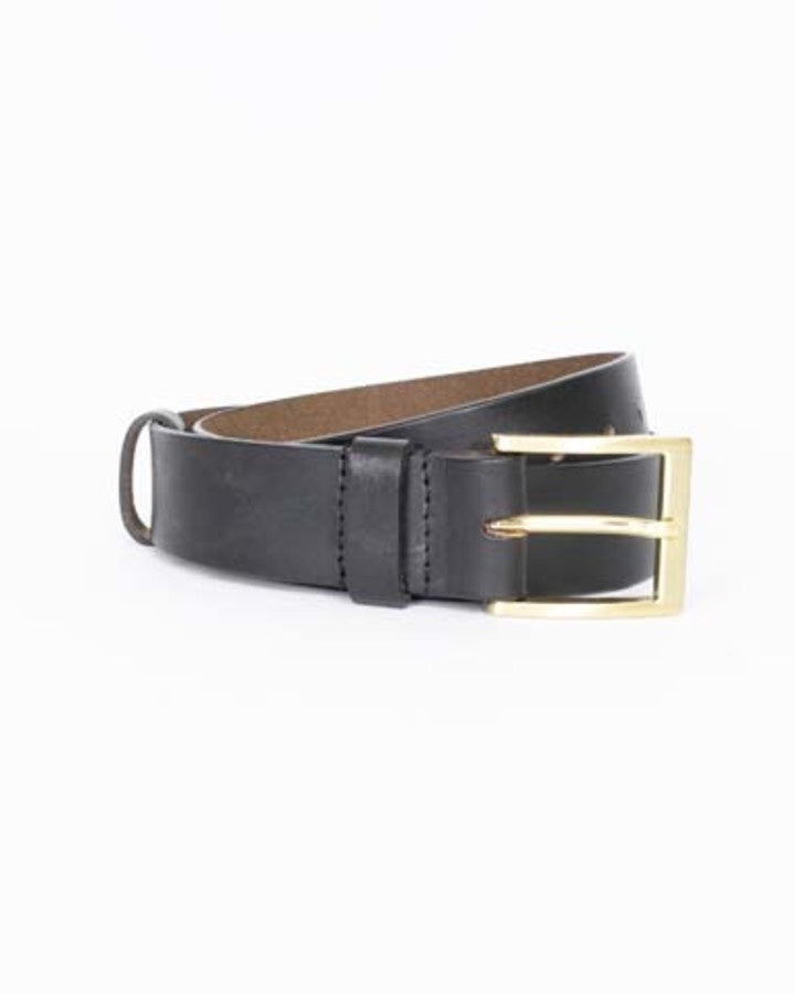 Humidity Women's Classic Black Leather Belt with Gold Buckle | Gretel Lane