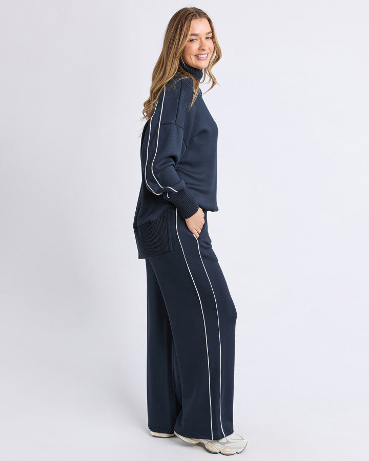 Foxwood Women's Navy Tracksuit Deluxe Pant with White Piping | Gretel Lane