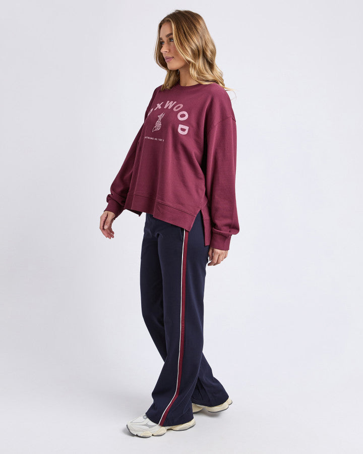 Foxwood Women's Maroon Cotton Effortless Crew Sweatshirt | Gretel Lane