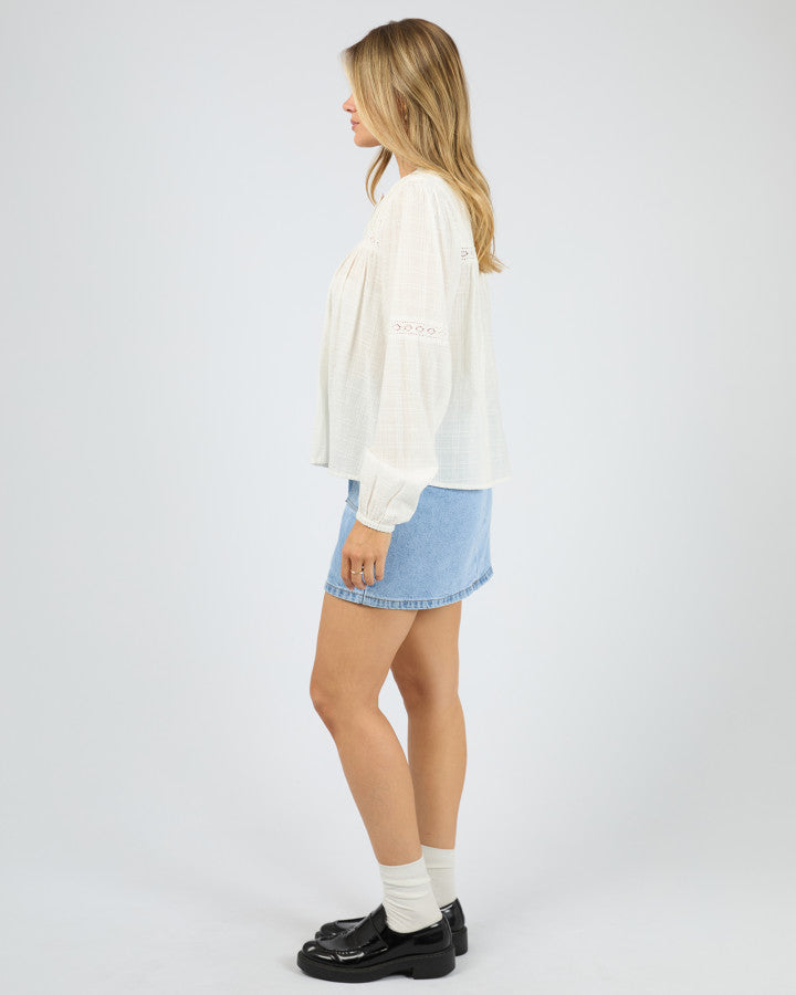 All About Eve Lark Lace Trim Shirt in Vintage White | Women's Clothing | Gretel Lane