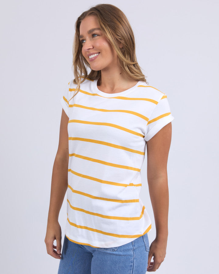Manly Stripe Tee (White/Yellow Stripe)