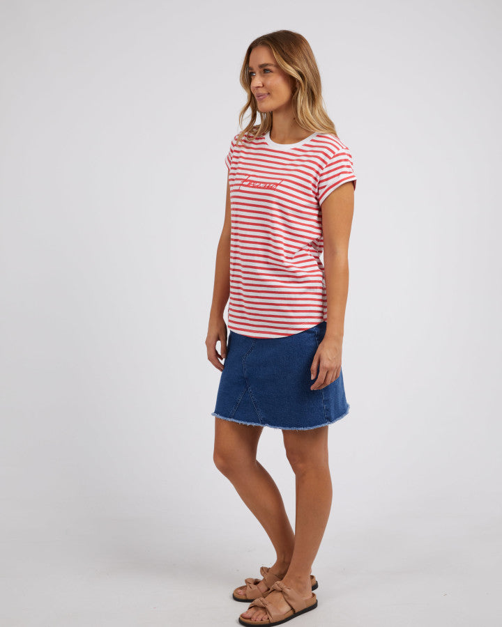 Signature Stripe Tee (Cayenne/White Stripe)