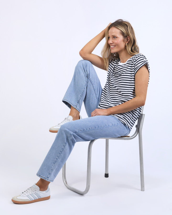 Signature Stripe Tee (Dark Sapphire/White Stripe)