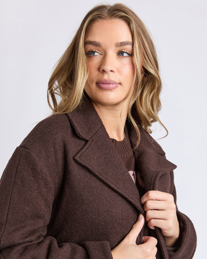Foxwood Women's Brown Wool-Blend Whistler Coat | Gretel Lane