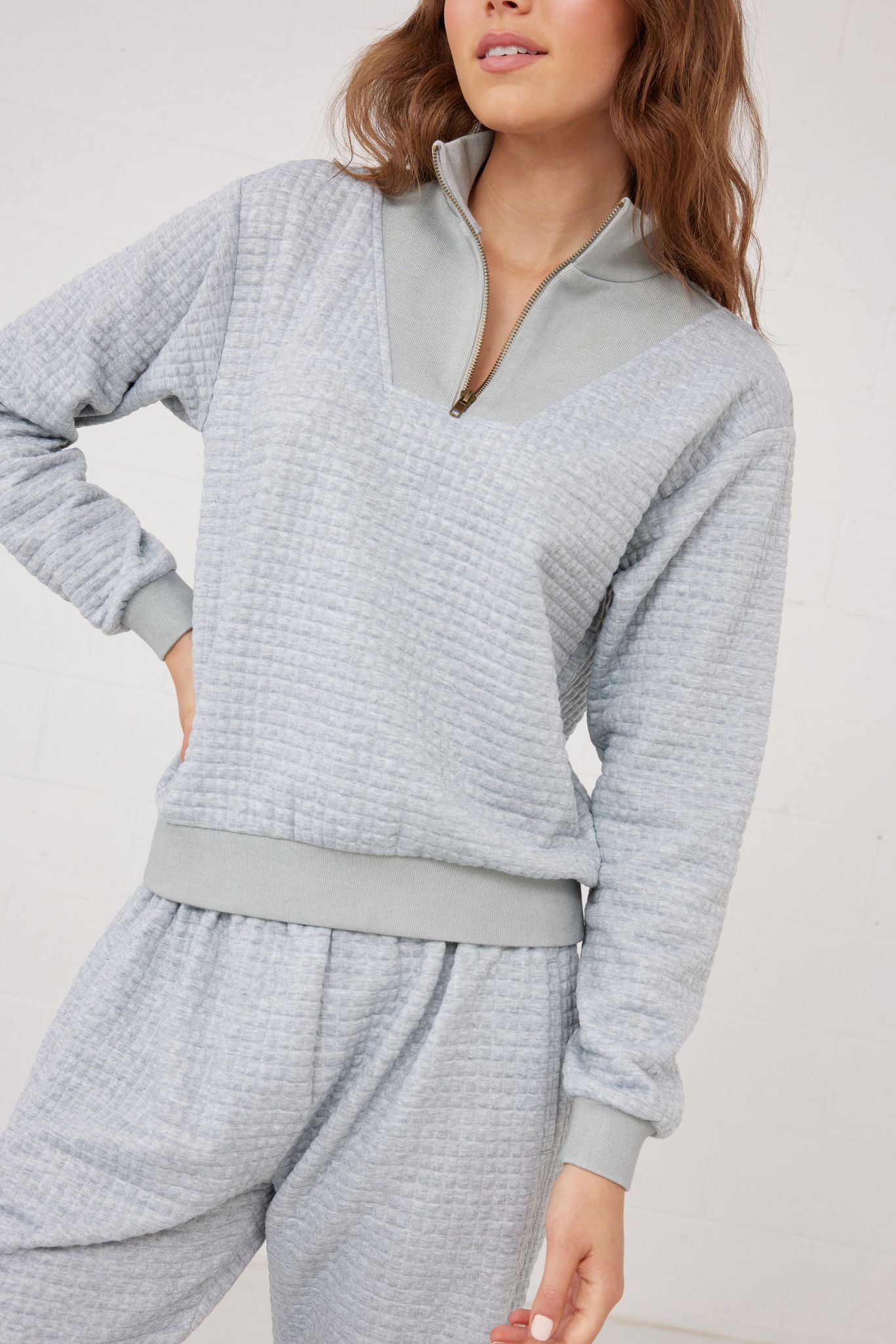 Ace Zip Sweat (Grey Marle Quilt)