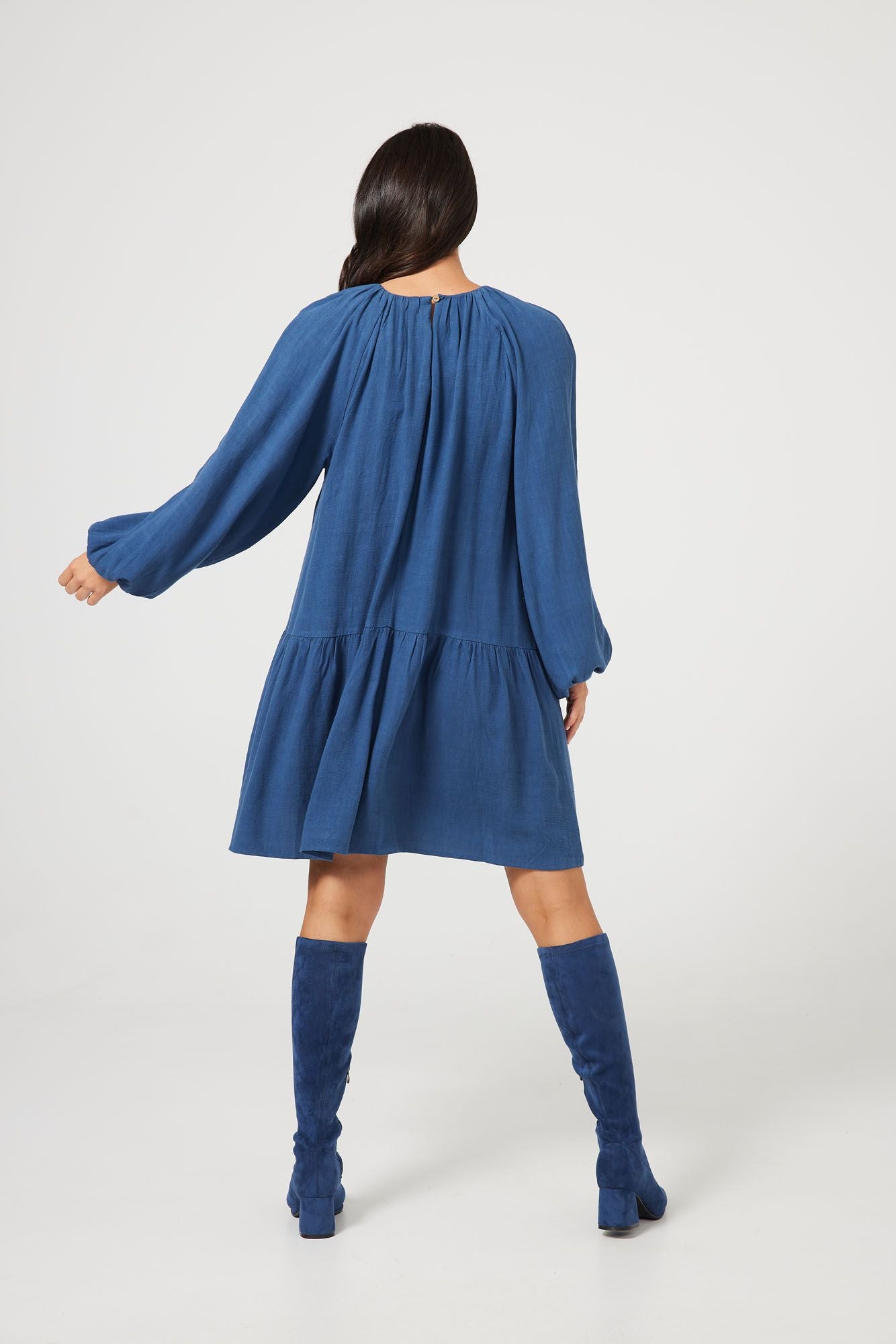 In Motion Dress (Steel Blue Linen Viscose)