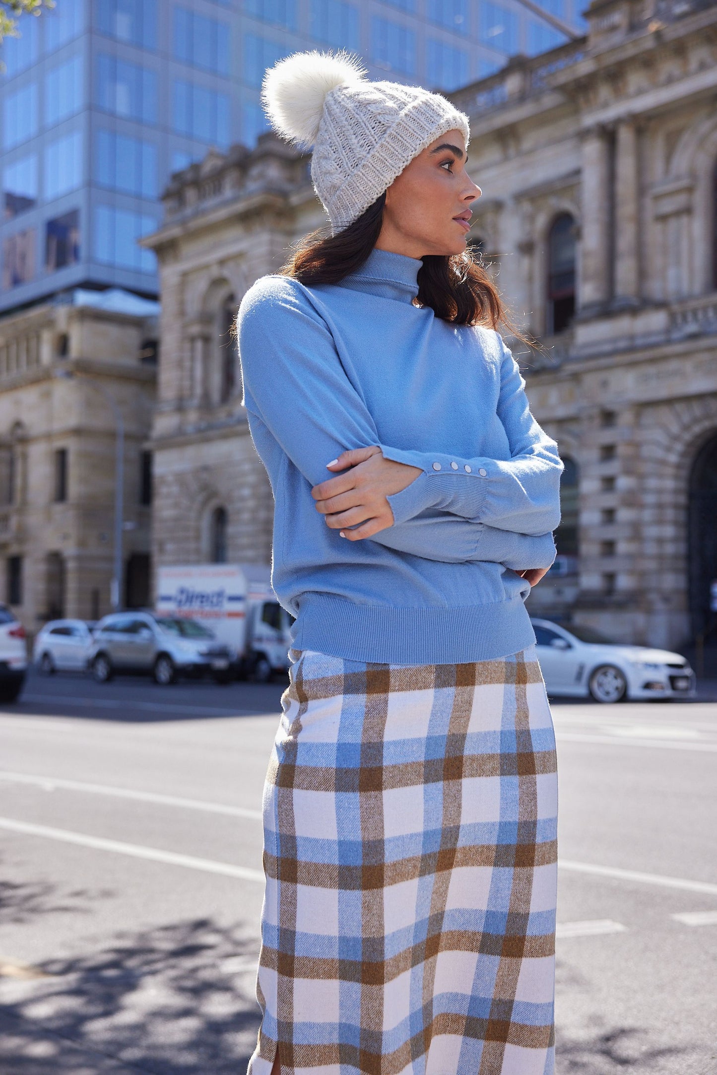 Oxford Skirt (Blue + Tan Check)