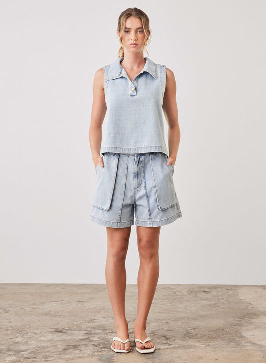 Riptide Denim Top (Light Blue)