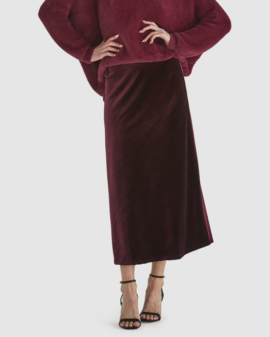 Mustang Sally Velvet Skirt (Wine)
