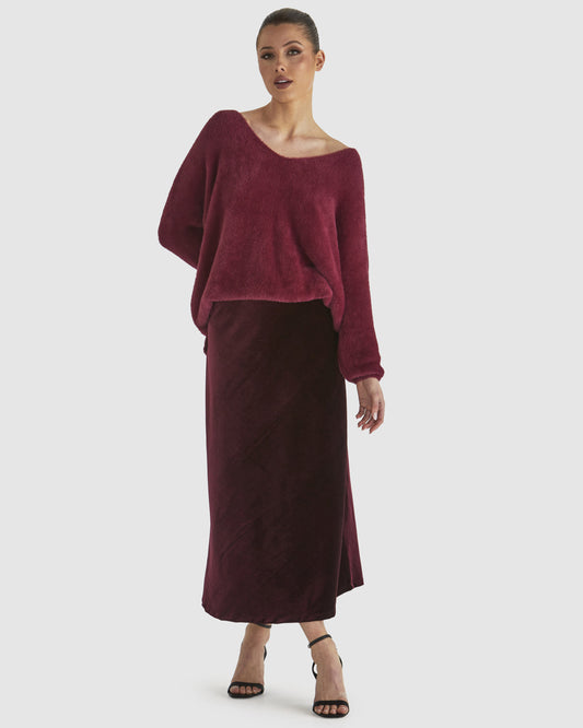 Mustang Sally Velvet Skirt (Wine)